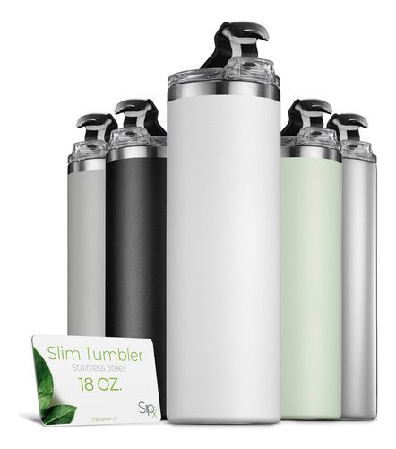 Vasos SIPX™ con triple aislamiento: vaso delgado y moderno de 532 ml con tapa. El vaso térmico mantiene la temperatura caliente durante 12 horas. Vaso de acero inoxidable de material sostenible.