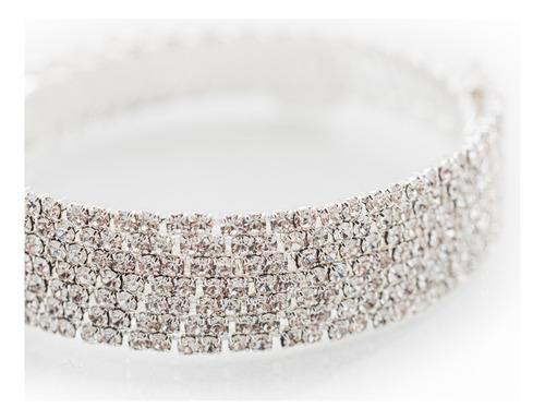 Pulsera Brazalete Piedras Strass Plateado - Dorado - Rosado Plateado 6 Cm 1.5 Cm