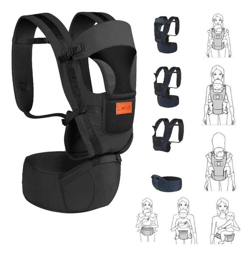 Mochila Porta Bebé Ergonómica Sistema Hip Seat Love +0m 4010 Color Negro