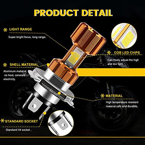 Faro De Motocicleta H4 Everbrightt, 3 Cob 18w Bombillas...
