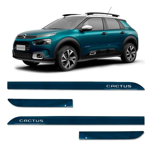 Jogo Friso Lateral Citroen C4 Cactus 2018 A 2022 Azul