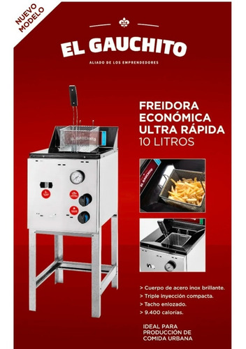 Imagen 7 de 9 de Freidora A Gas 10 Lt Sol Real El Gauchito 443 Rapida Premium