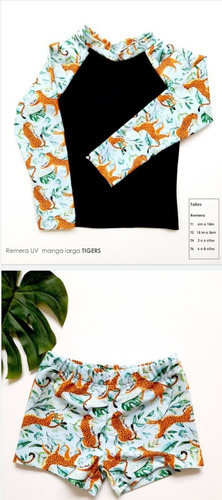 Imagen 2 de 3 de Remera Agua Y Sunga Protección Solar Bebe Uv Malla Niños