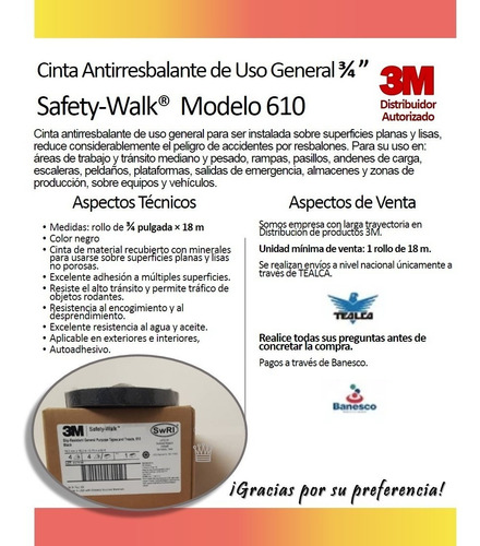 Imagen 2 de 5 de Cinta Antirresbalante 3m® Safety Walk® 3/4 Pulgada
