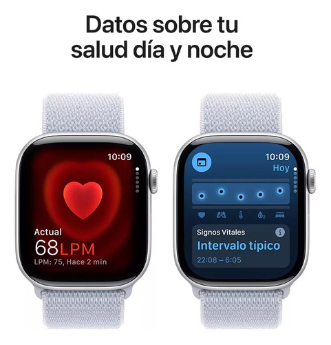 Apple Watch Series 10 Gps 46mm De Aluminio Color Plata Plata Correa Loop Deportiva Azul Nube Plateado