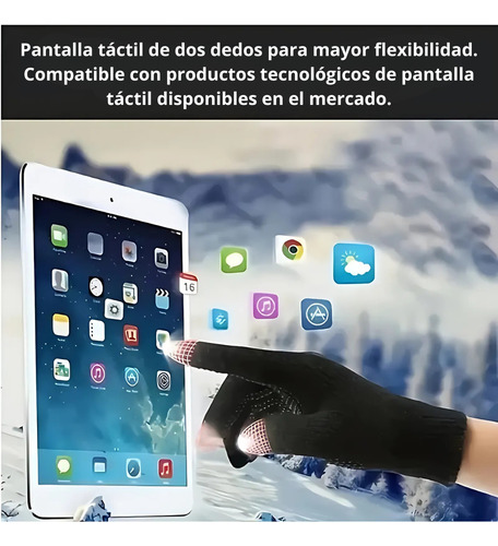 Guantes De Lana Térmicos Touch Invierno Frio Táctil Unisex Negro Lana