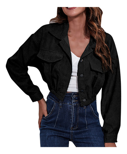 Chaqueta De Pana De Color Liso A La Moda Para Mujer Drop Sho