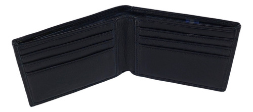 Billetera De Hombre 100% Cuero Modelo Dolar Color Negro Diseño De La Tela Liso