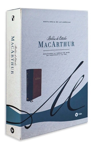 Biblia Nbla De Estudio Macarthur Símil Piel Dos Tonos Café 