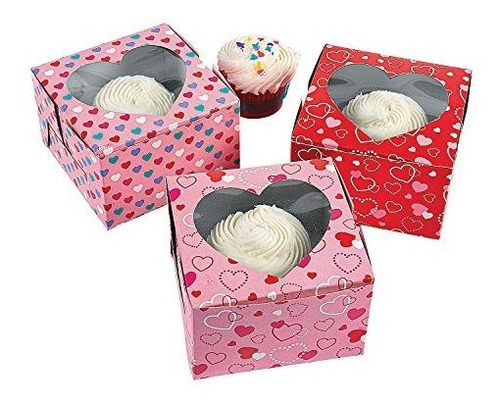 Set De 12 Cajas Cupcake San Valentín - Variadas - Fiesta