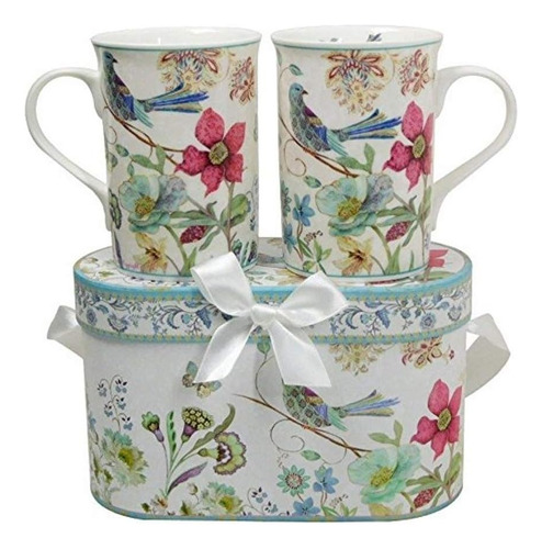 Juego De Dos Tazas De Café De Porcelana China Elegante En Pá