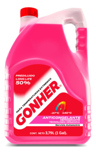 Anticongelante Rosa Organico Uso Directo 50% 3.79 Lts Gonher