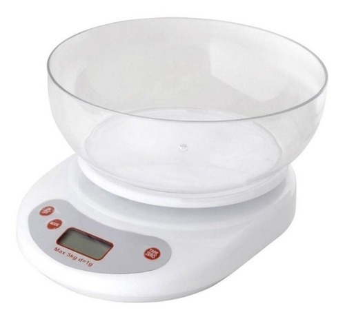 Báscula de cocina digital con recipiente de cocción de 5 kg, capacidad máxima de 5000 g, color blanco