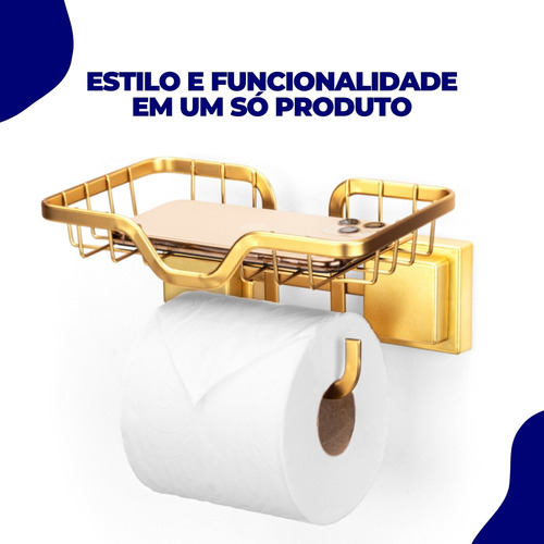 Porta Papel Higiênico Suporte Celular Parede Lavabo Banheiro