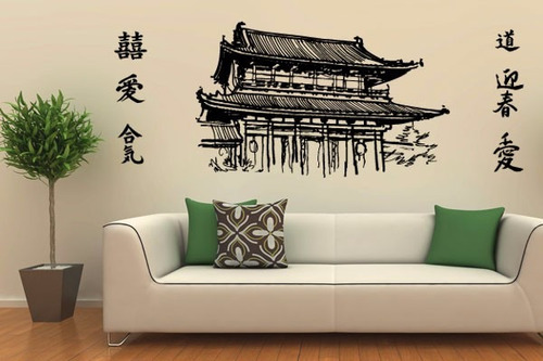 Adesivo Decorativo Papel De Parede Templo Oriental Japonês