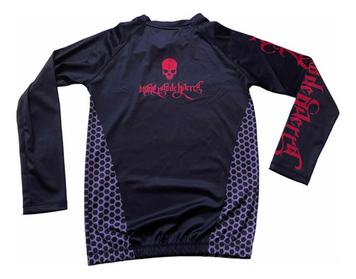 Playera Rashguard Lycra Mmachines® Mqns Red Logo Back Skull