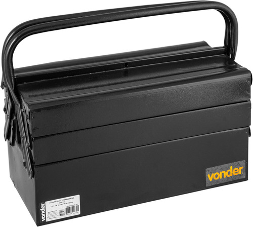 Caja de herramientas tipo acordeón con 5 cajones, 40 cm, 25 kg, color negro