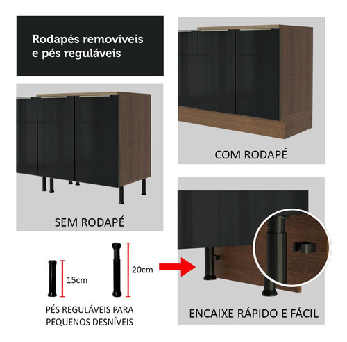 Mueble Para Horno Y Microondas Madesa Lux Sin Encimera Mn Color Rustic/Negro