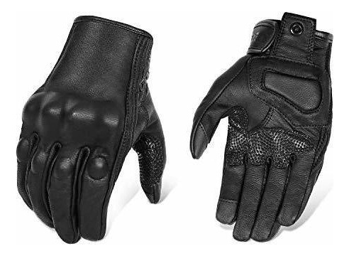 Guantes De Moto De Cuero Para Hombre Con Dedos Completos Act