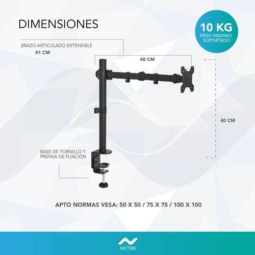 Imagen 6 de 6 de Soporte De Mesa Para Tv/monitor Nictom Sm03 13 A 27