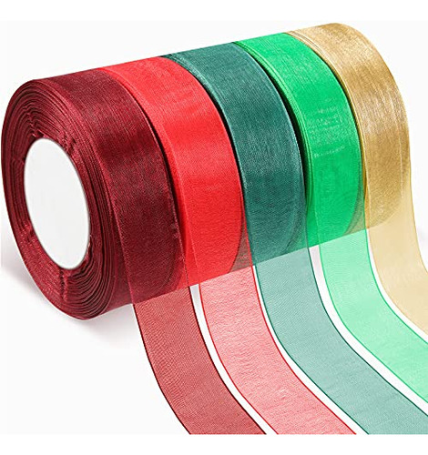 50 Yard Organza Ribbon Sheer Chiffon Stain Ribbons Dust...