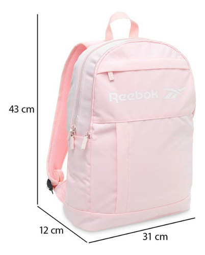 Mochila Backpack Bolso Reebok Escolar Rosa Liso