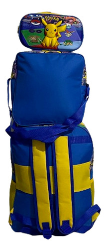 Kit Mochila Primaria Jumbo+lonchera+lapicera 3d Envío 3pzas Pokémon 1 3d Con Luz Lisa