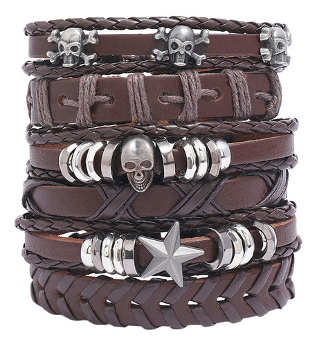 Brazalete De Perlas, Pulsera De Cuero Trenzado Manual, 6 Pie