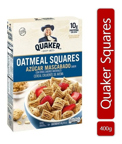 Cereales De Avena Quaker Cuadritos De Avena 411gr