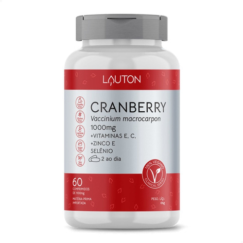 Cranberry Premium 1000mg C/ Vitamina E, C E Zinco 60c Lauton