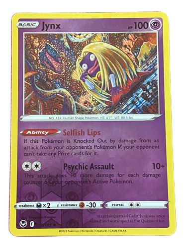 Jynx Foil Carta Pokémon Original Tcg Inglés 062/195