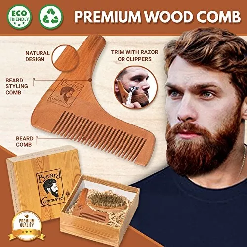 Peine Y Cepillo Para Barba Bigotes De Madera De Bambú Caja Regalo