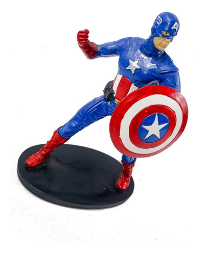 Personagem Filme Capitão America Pequeno C/ Escudo Em Resina