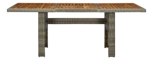 Mesa De Jardín Ratán Sintético Marrón Y Madera De Acacia Color Café