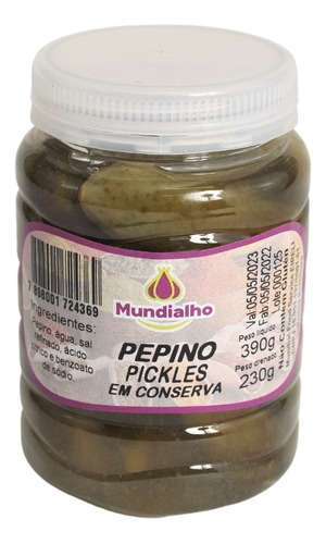 Pepino Em Conserva Picles Mundialho 230g