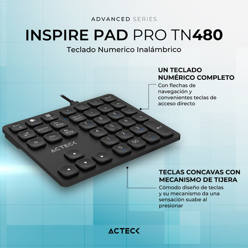 Teclado Numerico Acteck Inalámbrico Multidispositivo Tn480