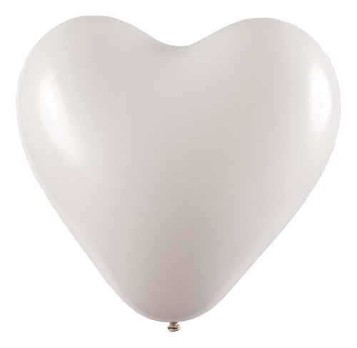 Balão De Coração 6 Polegadas 50 Unid - Artlatex Cor Branco