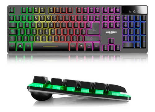 Teclado Gamer Semi Mecanico Micronics Neon Luces Led Rainbow