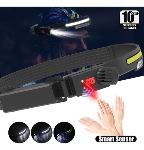 Linterna Minera De Cabeza Led Con Sensor Recargable Camping