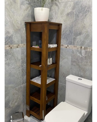 Imagen 2 de 9 de Organizador Tolva Baño Estante Madera Maciza