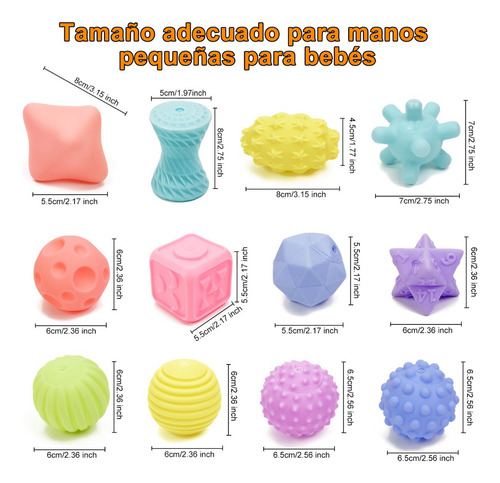 Set 12 Pelotas De Bebé Sensoriales Cubos Didácticos