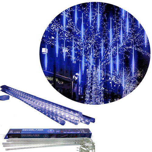 Cascata Meteoro Led Chuva De Gelo Gotas Azul Decoração Natal