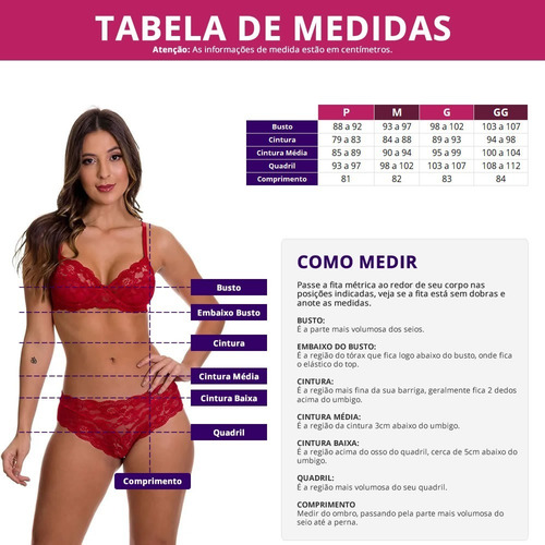 Imagem 5 de 5 de Camisola Vermelha Em Microfibra E Renda - Es205