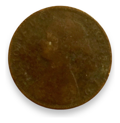 1863 Half Penny Moneda Antigua De Cobre De Inglaterra (Usado)
