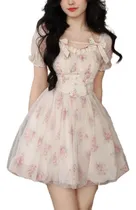 Comprar Minivestido Con Volantes Y Estampado De Lazo Para Mujer