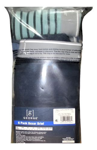 Calzones Boxer Gris Y Rayas Verde Big Man Talla 3x George