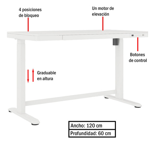 Escritorio Moderno Regulable En Altura Blanco Skala Ofideas