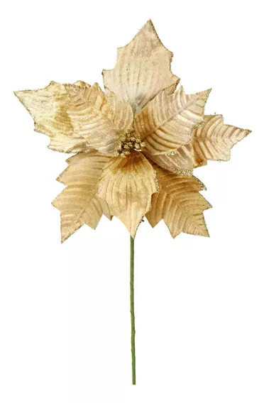 Vara Flor Nochebuena Fina 57cm Dorado Mylin