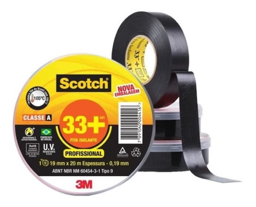 Fita Isolante 3m Scotch 33+ 19mm X 20 Metros Suporta 105°c