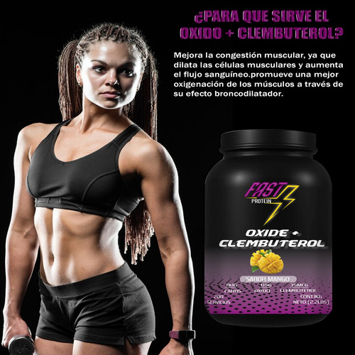 Óxido Nítrico + Clembuterol Fast Suplement 1kg 200 Serv Mango
